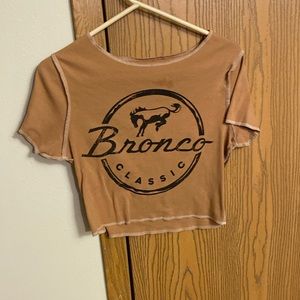 Tan, crop top, with bronco